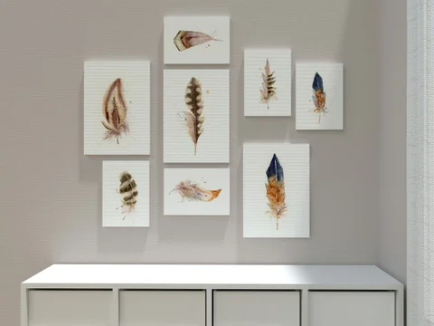 Image of a feather watercolor painting by Shayna Larsen, originals & prints available