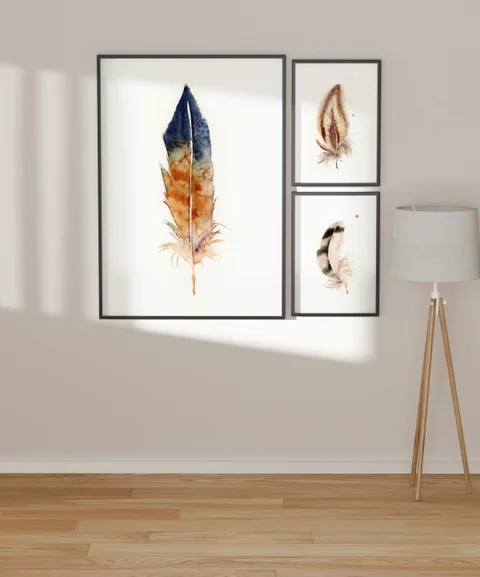 Image of a feather watercolor painting by Shayna Larsen, originals & prints available