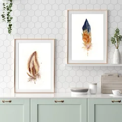 Image of a feather watercolor painting by Shayna Larsen, originals & prints available