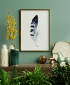 Image of a feather watercolor painting by Shayna Larsen, originals & prints available