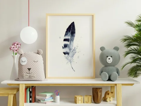 Image of a feather watercolor painting by Shayna Larsen, originals & prints available