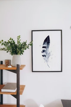 Image of a feather watercolor painting by Shayna Larsen, originals & prints available