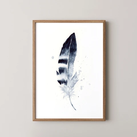 Image of a feather watercolor painting by Shayna Larsen, originals & prints available
