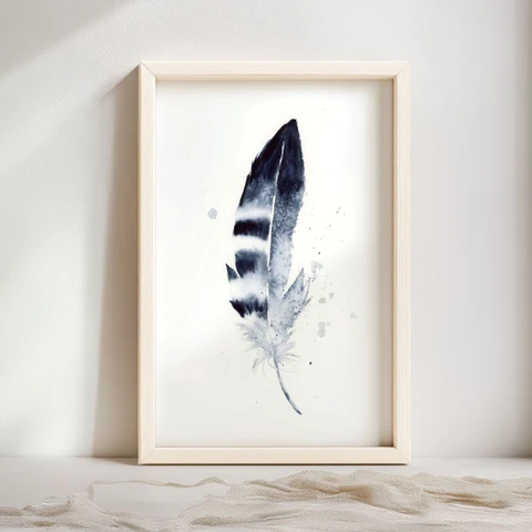 Image of a feather watercolor painting by Shayna Larsen, originals & prints available
