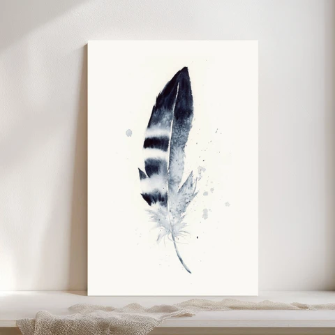 Image of a feather watercolor painting by Shayna Larsen, originals & prints available