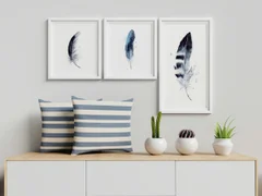 Image of a feather watercolor painting by Shayna Larsen, originals & prints available