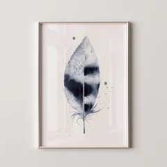 Image of a feather watercolor painting by Shayna Larsen, originals & prints available