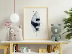 Image of a feather watercolor painting by Shayna Larsen, originals & prints available