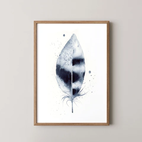 Image of a feather watercolor painting by Shayna Larsen, originals & prints available