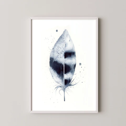 Image of a feather watercolor painting by Shayna Larsen, originals & prints available