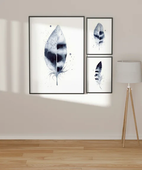 Image of a feather watercolor painting by Shayna Larsen, originals & prints available