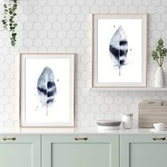 Image of a feather watercolor painting by Shayna Larsen, originals & prints available