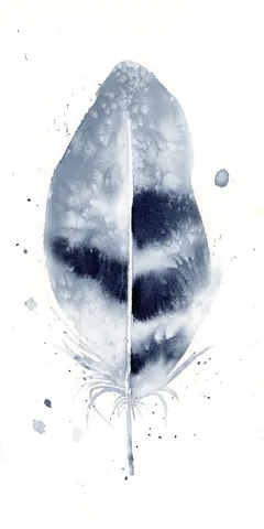 Image of a feather watercolor painting by Shayna Larsen, originals & prints available