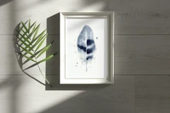 Image of a feather watercolor painting by Shayna Larsen, originals & prints available