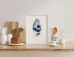 Image of a feather watercolor painting by Shayna Larsen, originals & prints available