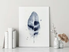 Image of a feather watercolor painting by Shayna Larsen, originals & prints available