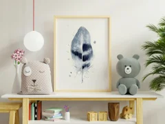 Image of a feather watercolor painting by Shayna Larsen, originals & prints available