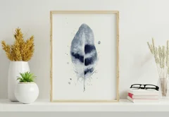 Image of a feather watercolor painting by Shayna Larsen, originals & prints available