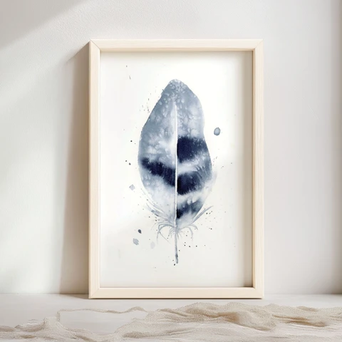 Image of a feather watercolor painting by Shayna Larsen, originals & prints available