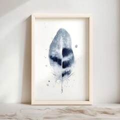 Image of a feather watercolor painting by Shayna Larsen, originals & prints available