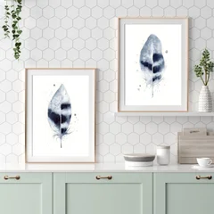 Image of a feather watercolor painting by Shayna Larsen, originals & prints available