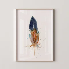 Image of a feather watercolor painting by Shayna Larsen, originals & prints available