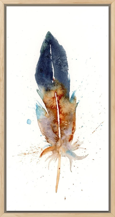 Image of a feather watercolor painting by Shayna Larsen, originals & prints available