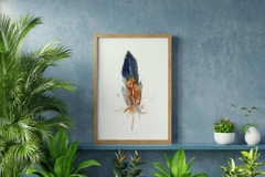 Image of a feather watercolor painting by Shayna Larsen, originals & prints available
