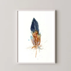 Image of a feather watercolor painting by Shayna Larsen, originals & prints available