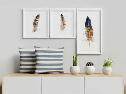 Image of a feather watercolor painting by Shayna Larsen, originals & prints available
