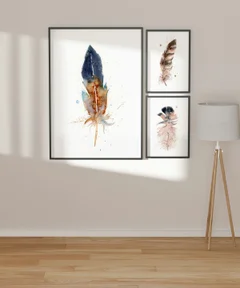 Image of a feather watercolor painting by Shayna Larsen, originals & prints available