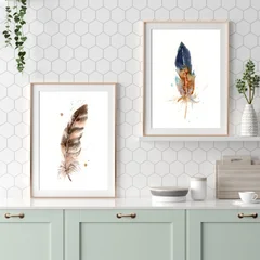 Image of a feather watercolor painting by Shayna Larsen, originals & prints available