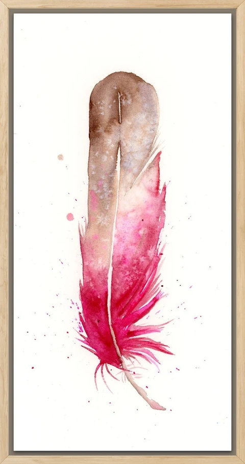 Image of a feather watercolor painting by Shayna Larsen, originals & prints available