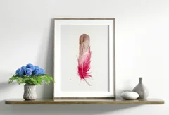 Image of a feather watercolor painting by Shayna Larsen, originals & prints available