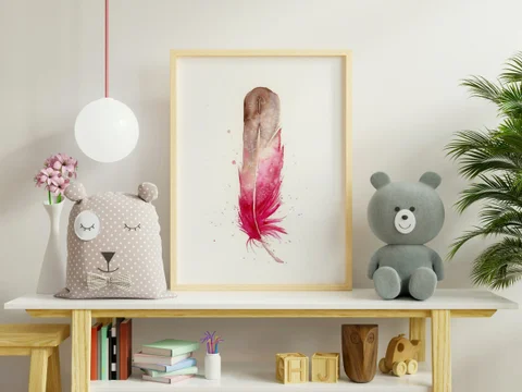 Image of a feather watercolor painting by Shayna Larsen, originals & prints available