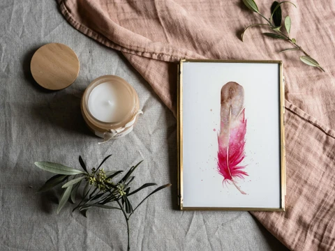 Image of a feather watercolor painting by Shayna Larsen, originals & prints available