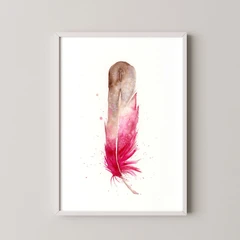 Image of a feather watercolor painting by Shayna Larsen, originals & prints available