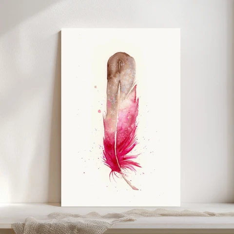 Image of a feather watercolor painting by Shayna Larsen, originals & prints available