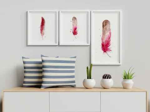 Image of a feather watercolor painting by Shayna Larsen, originals & prints available