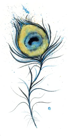 Image of a feather watercolor painting by Shayna Larsen, originals & prints available