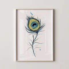 Image of a feather watercolor painting by Shayna Larsen, originals & prints available