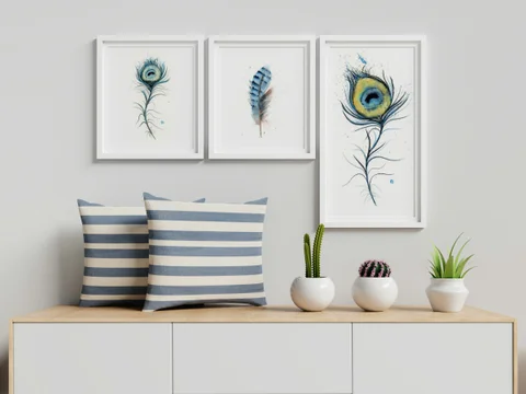 Image of a feather watercolor painting by Shayna Larsen, originals & prints available