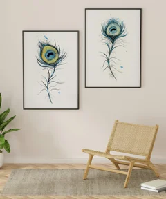Image of a feather watercolor painting by Shayna Larsen, originals & prints available