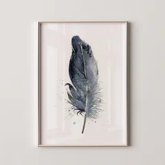Image of a feather watercolor painting by Shayna Larsen, originals & prints available