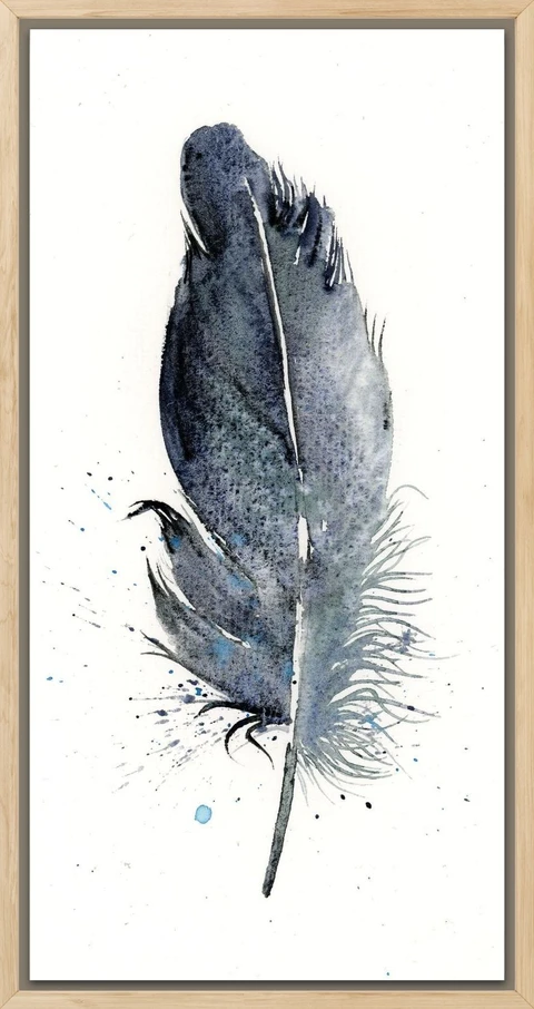 Image of a feather watercolor painting by Shayna Larsen, originals & prints available