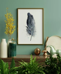 Image of a feather watercolor painting by Shayna Larsen, originals & prints available