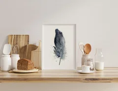 Image of a feather watercolor painting by Shayna Larsen, originals & prints available