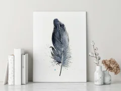 Image of a feather watercolor painting by Shayna Larsen, originals & prints available