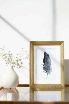 Image of a feather watercolor painting by Shayna Larsen, originals & prints available