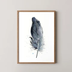 Image of a feather watercolor painting by Shayna Larsen, originals & prints available